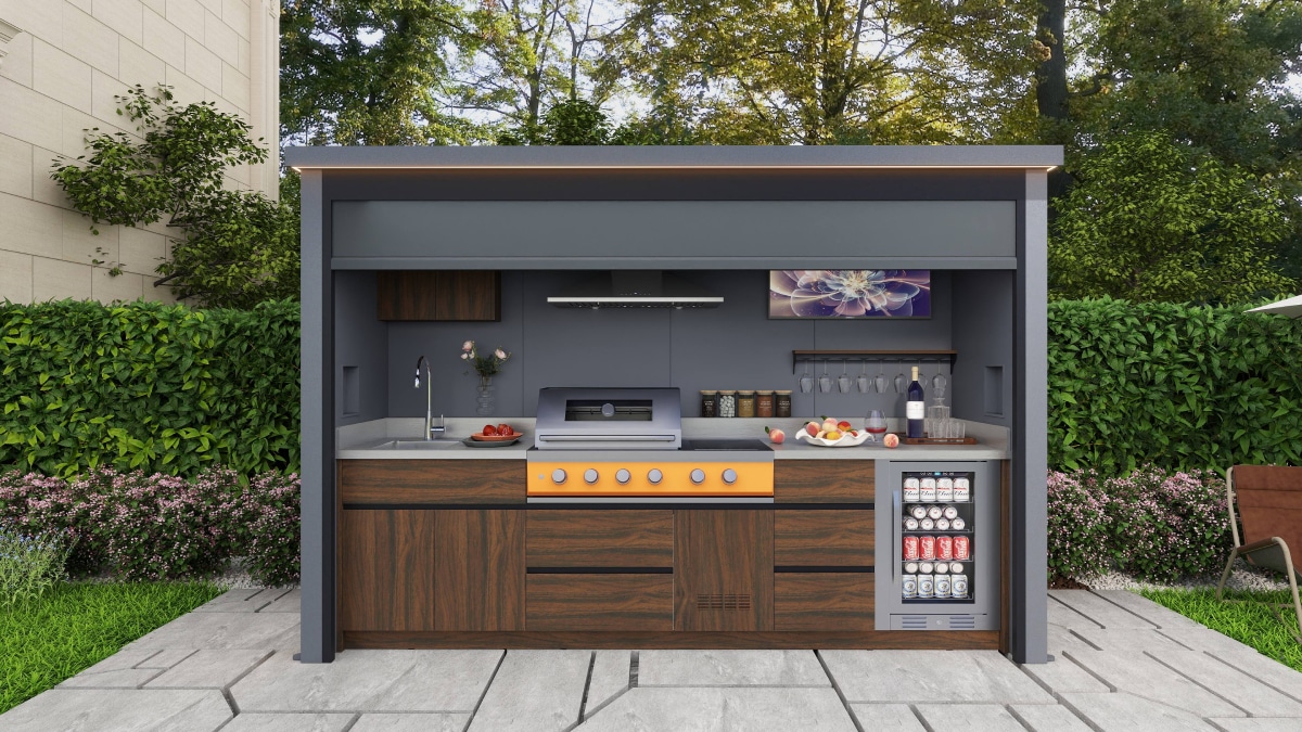 Volet roulant électrique pour cuisine d'extérieur
